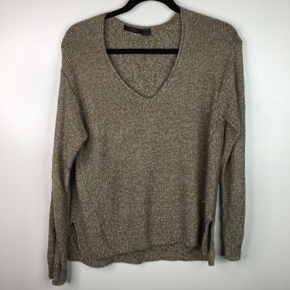 RDL Brown crew neck sweater with elbow detail